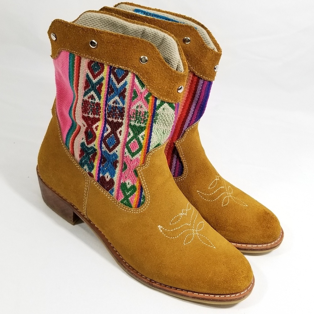 Women's 7 Chakana Roots Tribal Brown Leather Boots